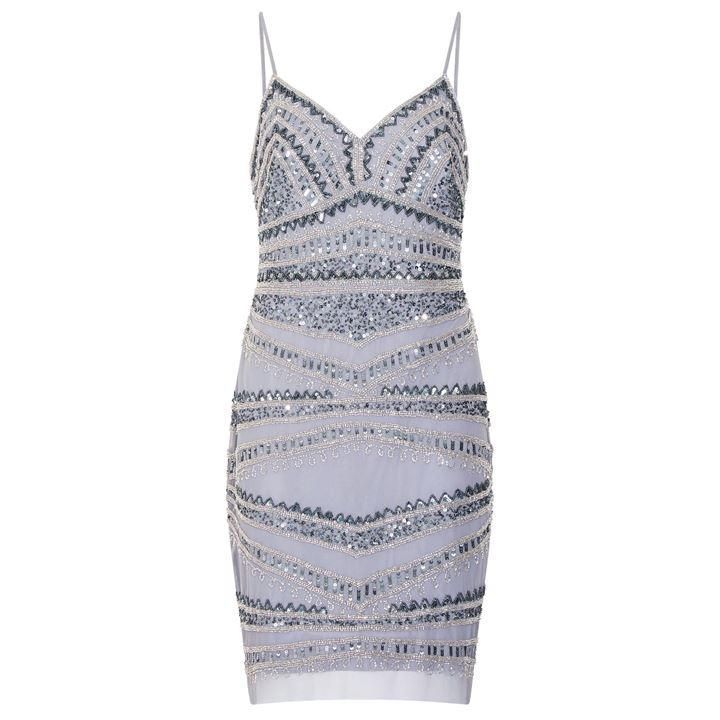 Adrianna Papell Beaded Cocktail Dress - Grey