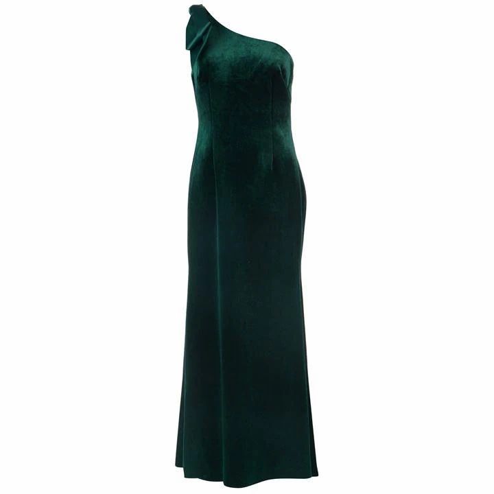 Eliza J One shoulder velvet gown - Green