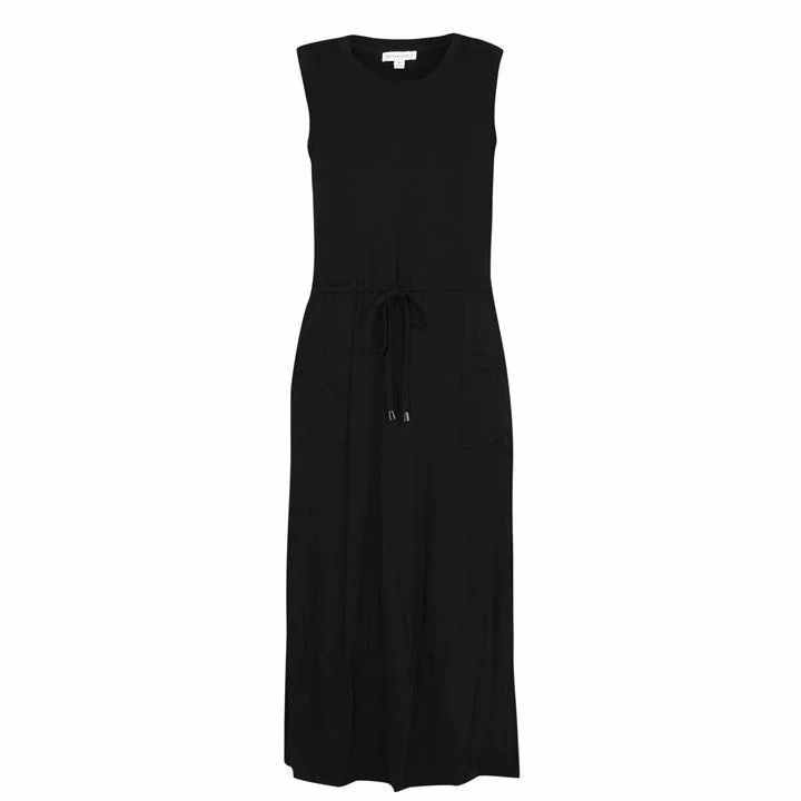 Warehouse Utility Drawstring Midi Dress - Black