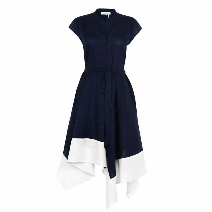 DKNY Solid Linen Dress - Blue