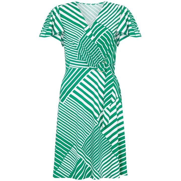 Diagonal Stripe Wrap Dress