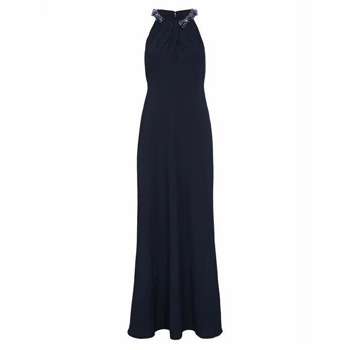 Adrianna Papell Crepe Halter Gown - MIDNIGHT