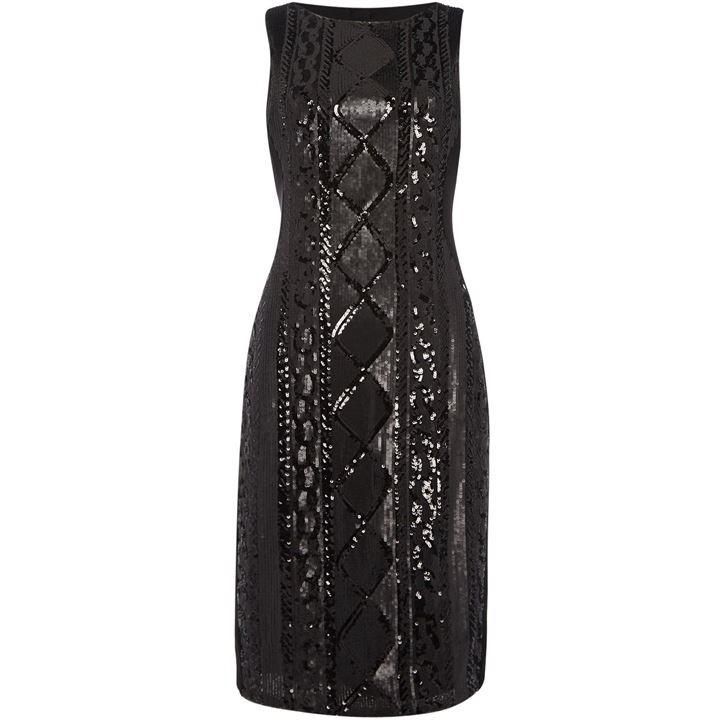 Adrianna Papell Sleeveless Beaded Front Cocktail Dress - Black
