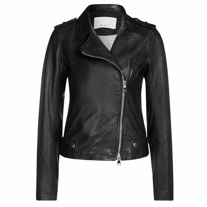 Oui Leather Jacket - Black 9990