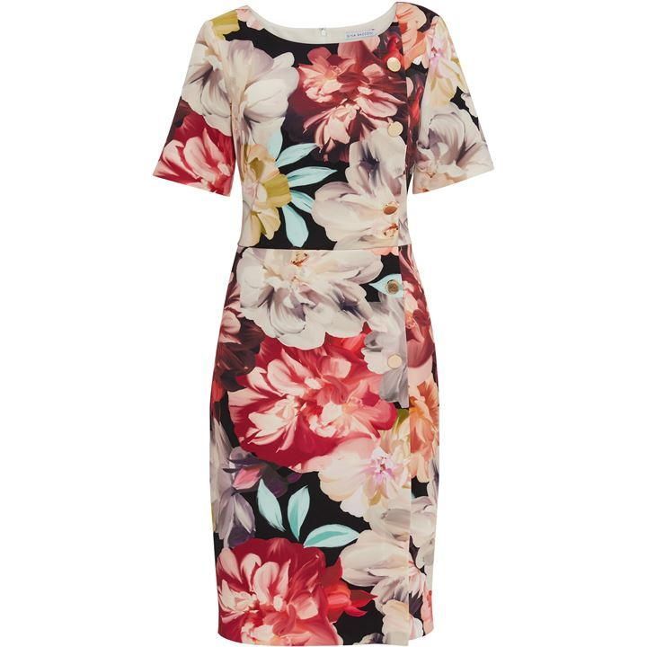 Gina Bacconi Lee Floral Front Button Dress - Multi