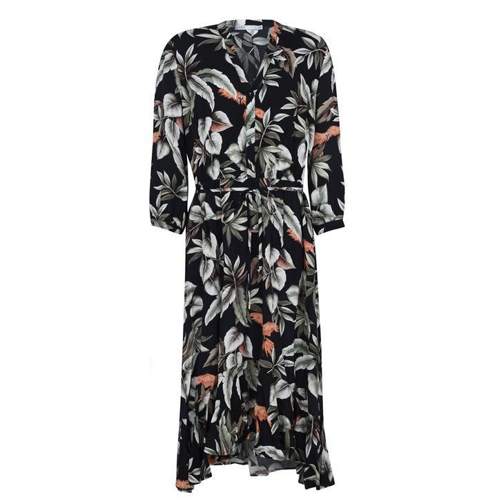 Oasis Curve Leaf Print Dress - Multi Black