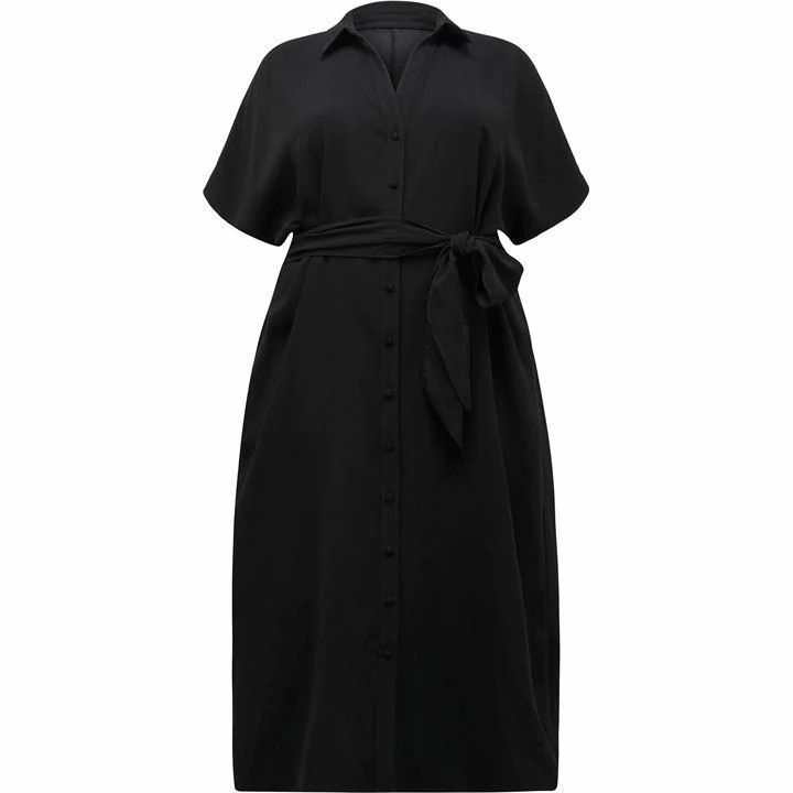 Forever New Camilla Curve Tie Front Shirt Dress - Black