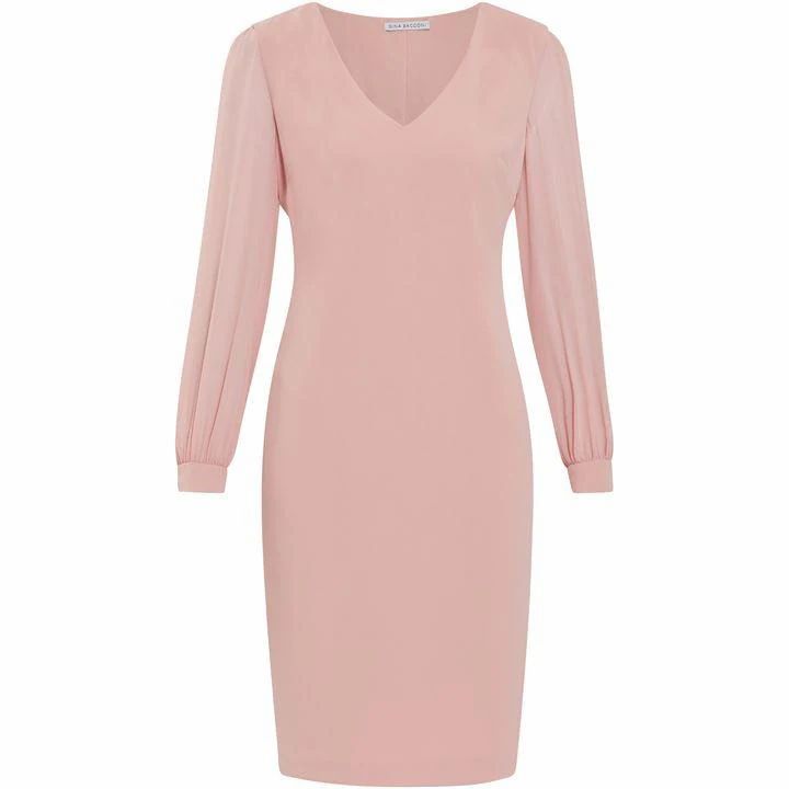 Gina Bacconi Lenuta Crepe Dress With Chiffon Sleeves - Pink