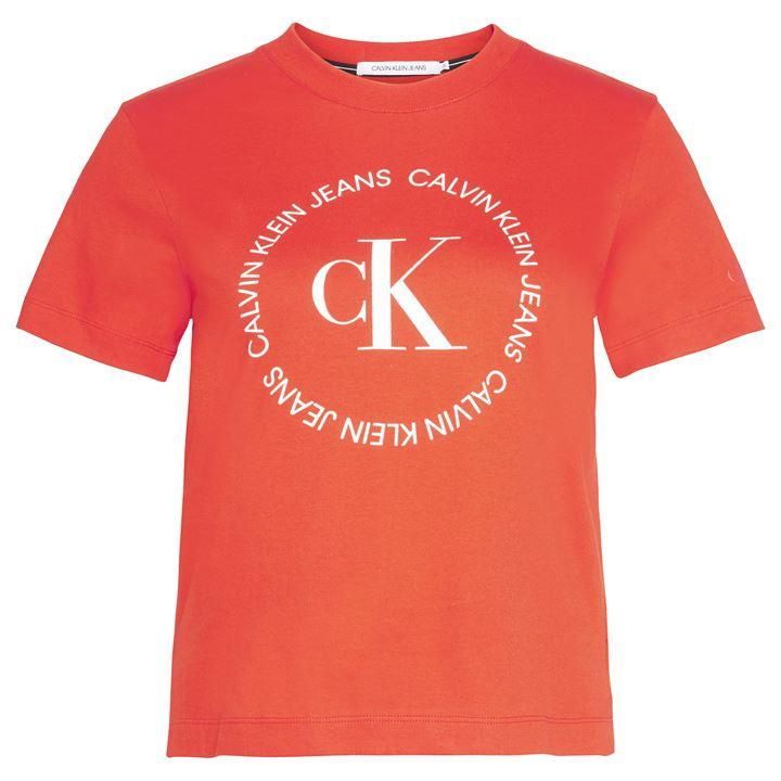 Calvin Klein Jeans Round Logo T Shirt - Orange