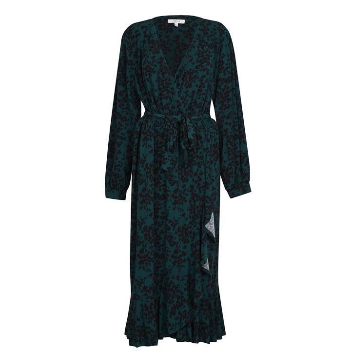Oasis Curve Leopard Wrap Dress - Multi Green