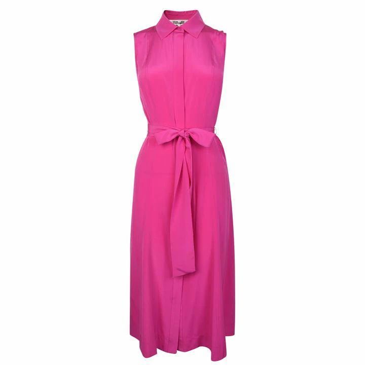 Diane Von Furstenberg Demi Silk Collared Midi Dress - Pink