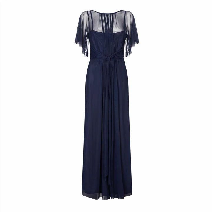 Ariella London Ariella Sadira Mesh Wrap Belt Maxi Dress - Blue