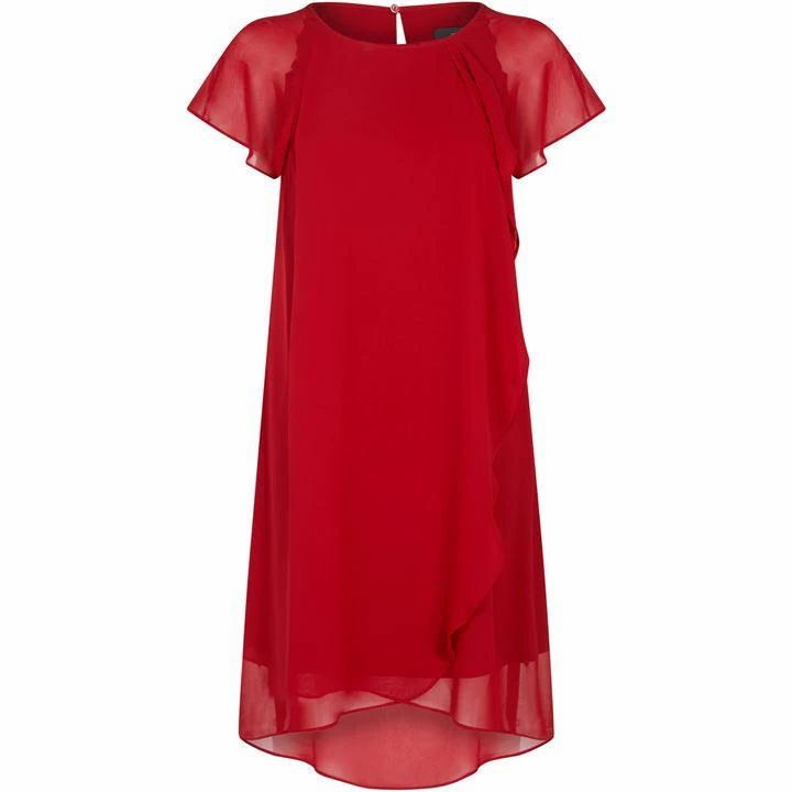 Adrianna Papell Chiffon Cascade Trapeze Dress - Red
