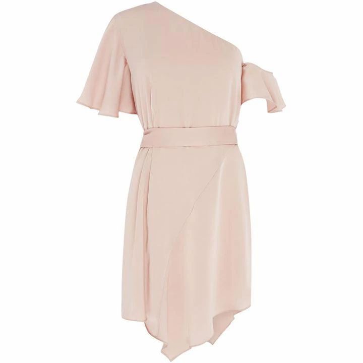 Keepsake One shoulder mini dress with tie waist - Pink