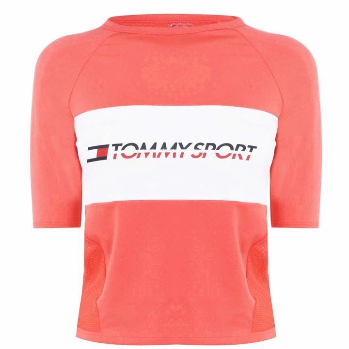 Tommy Sport Cropped Raglan T Shirt - Orange