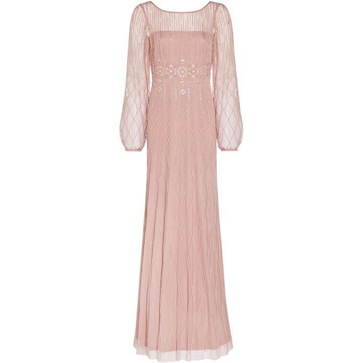 Adrianna Papell Beaded Gown with Full Skirt - CANDIED GINGER