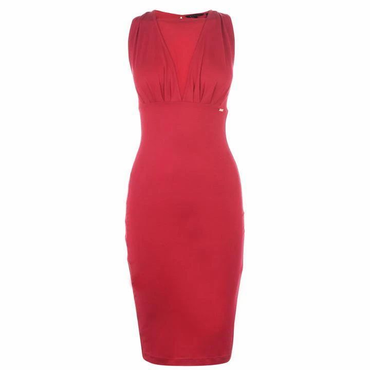 Armani Exchange Mesh Detail Dress - Red