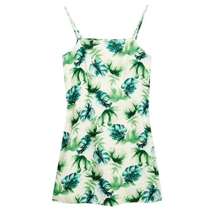 Jack Wills Floradale Palm Tree Print Mini Dress - Green