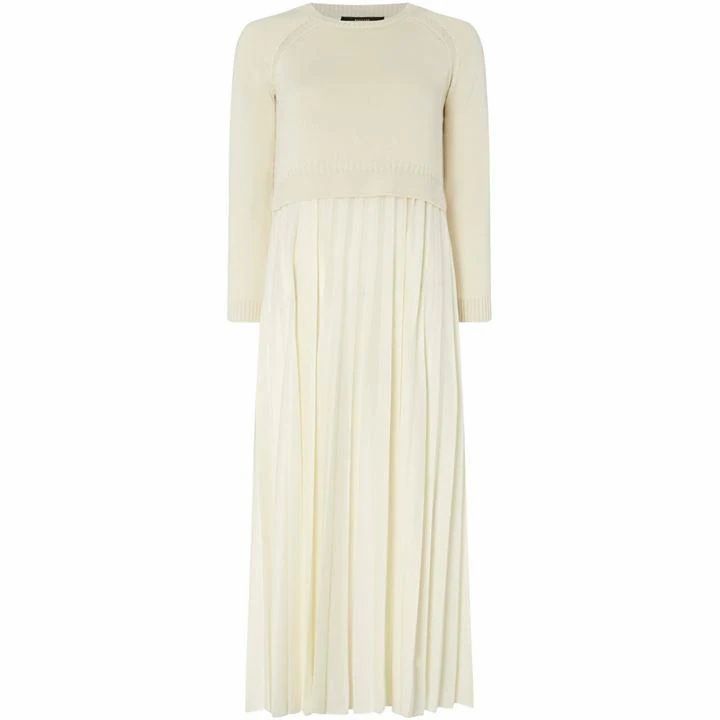 Max Mara Weekend Re top and pleated skirt knitted dress - Beige