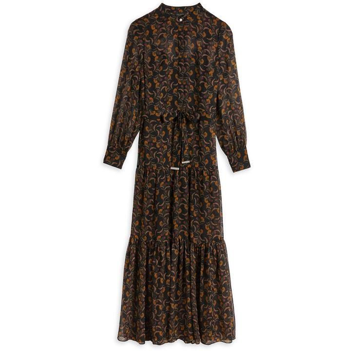 Ted Baker Lettii Deco Printed Long Sleeve Maxi Dress - BLACK