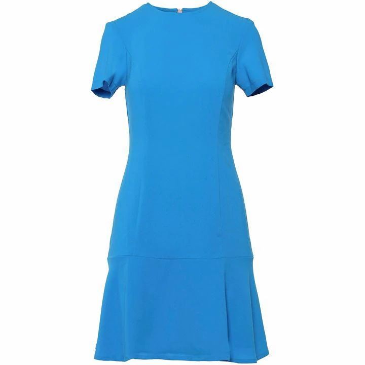 Carolina Cavour Elegant Crepe Short Shift Dress - Blue