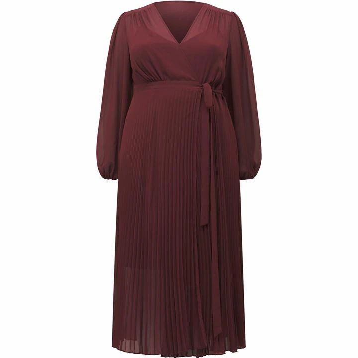 Forever New Penelope Curve Pleated Wrap Dress - Berry