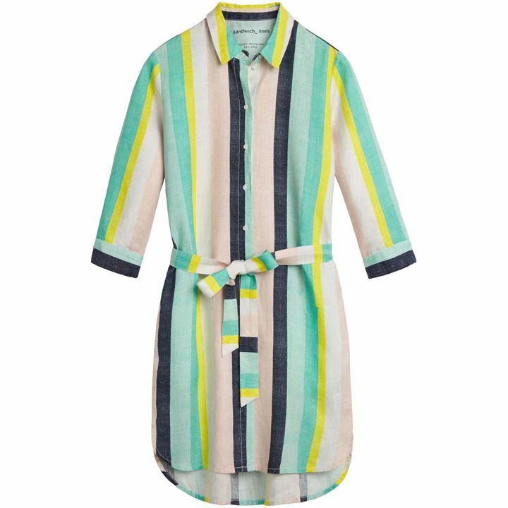 Bolt Stripe Linen Shirt Dress