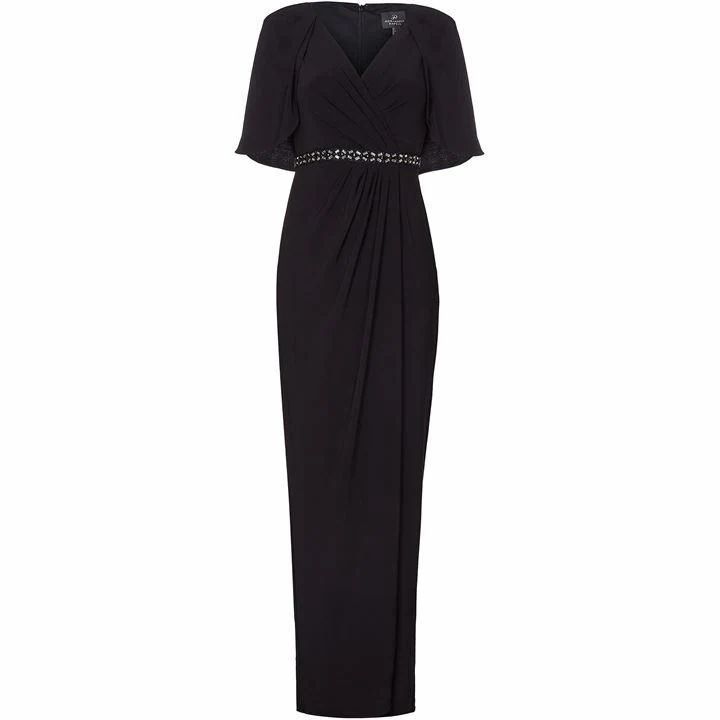 Adrianna Papell Long Draped Jersey Dress - Black