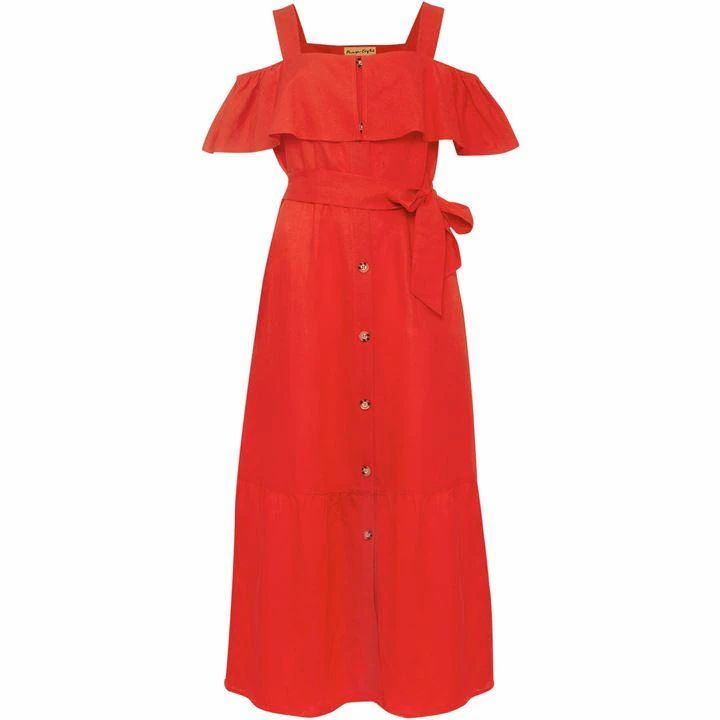 Phase Eight Arlos Linen Button Through Dress - Red