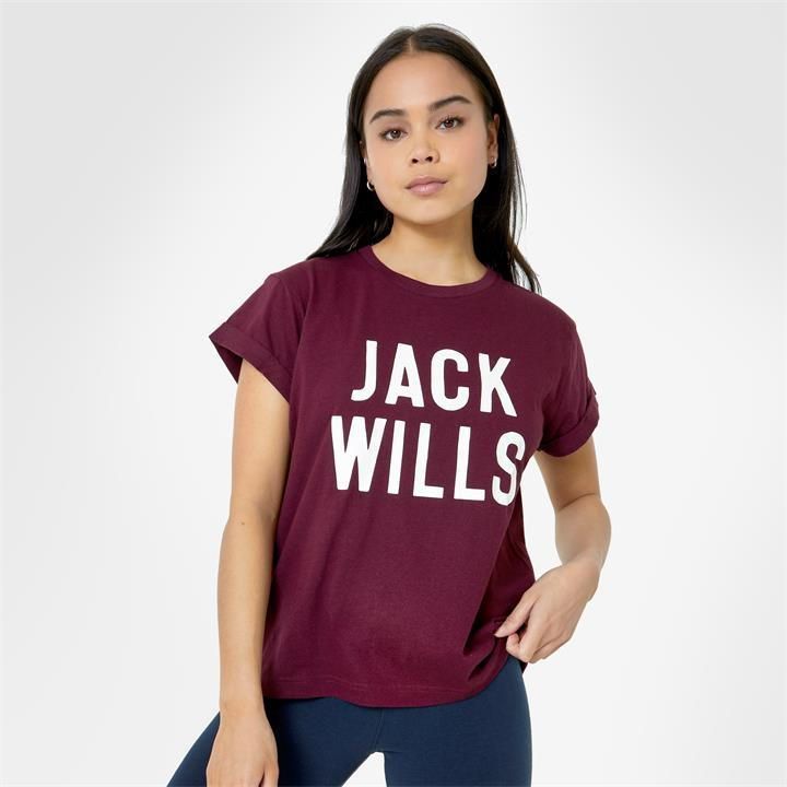 Jack Wills Paulkin Boyfriend Graphic T Shirt - Purple