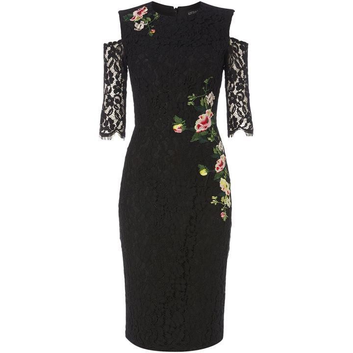 Cold shoulder embroidered bodycon dress