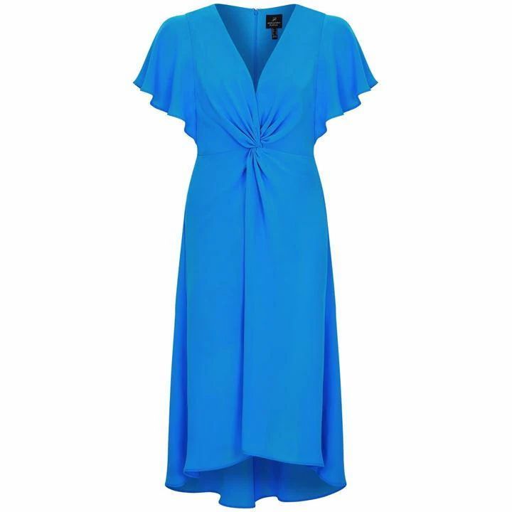 Adrianna Papell Twist Front Gauzy Crepe Dress - Blue