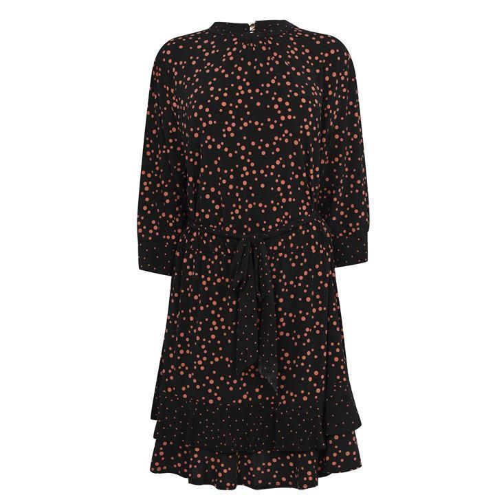 Oasis Curve Patch Spot Dress - Multi Black