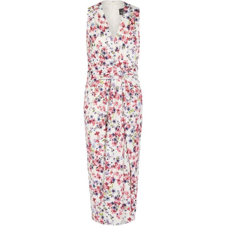 Adrianna Papell Floral Knit Draped Dress - Multi