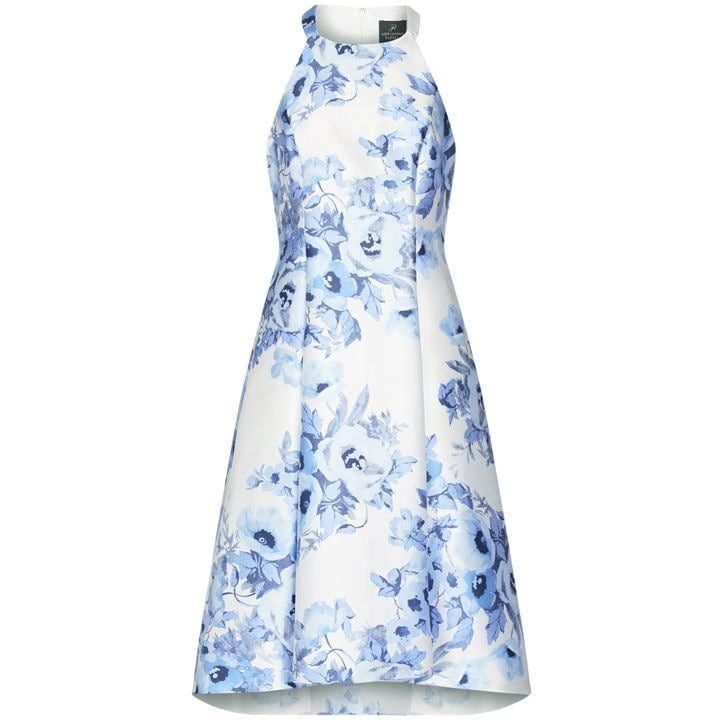 Adrianna Papell Toile Floral High-Low Dress - BLUE MULTI