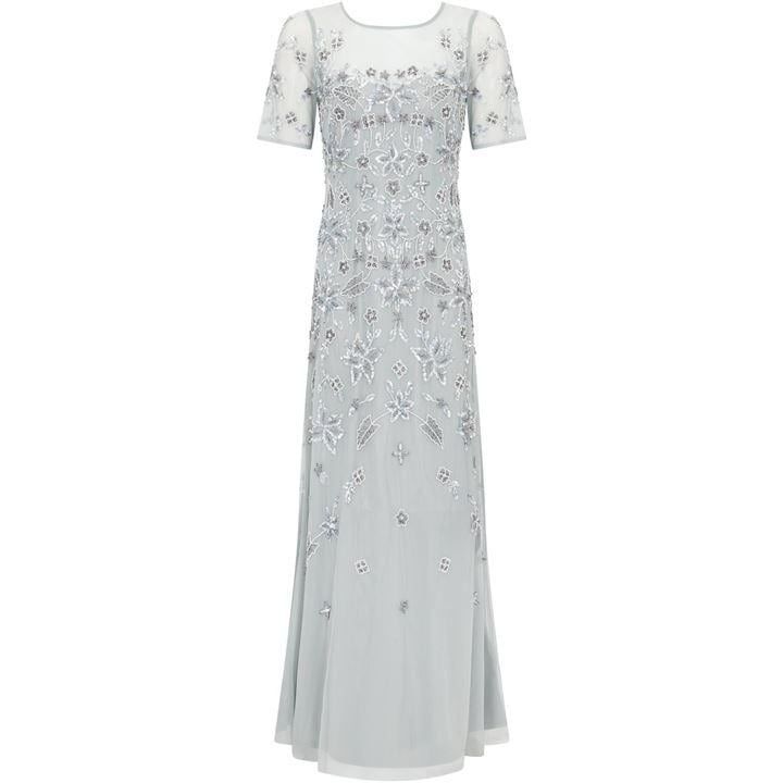 Adrianna Papell Bead Illusion Gown - FROSTED SAGE