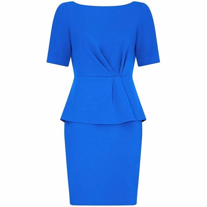Adrianna Papell Knit Crepe Peplum Sheath Dress - BLUE SAPPHIRE