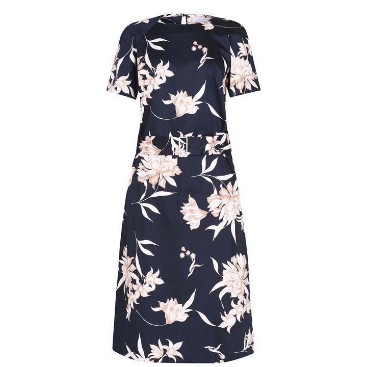Warehouse Floral Belted Midi Dress - Multi
