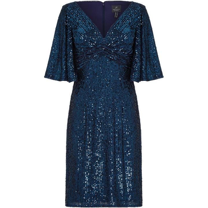 Adrianna Papell Sequin Midi Dress - Blue
