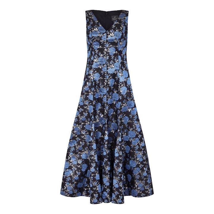 Adrianna Papell Jacquard Midi Dress - Blue Multi