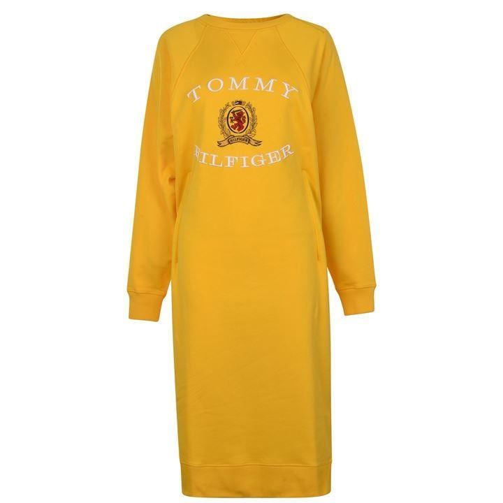 TOMMY HILFIGER Logo Sweatshirt Dress - Spectra Yellow