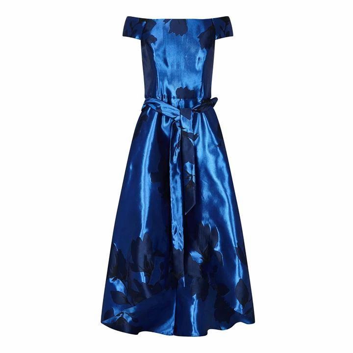 Ariella London Ariella Naida Jacquard Scoop Dress - Blue