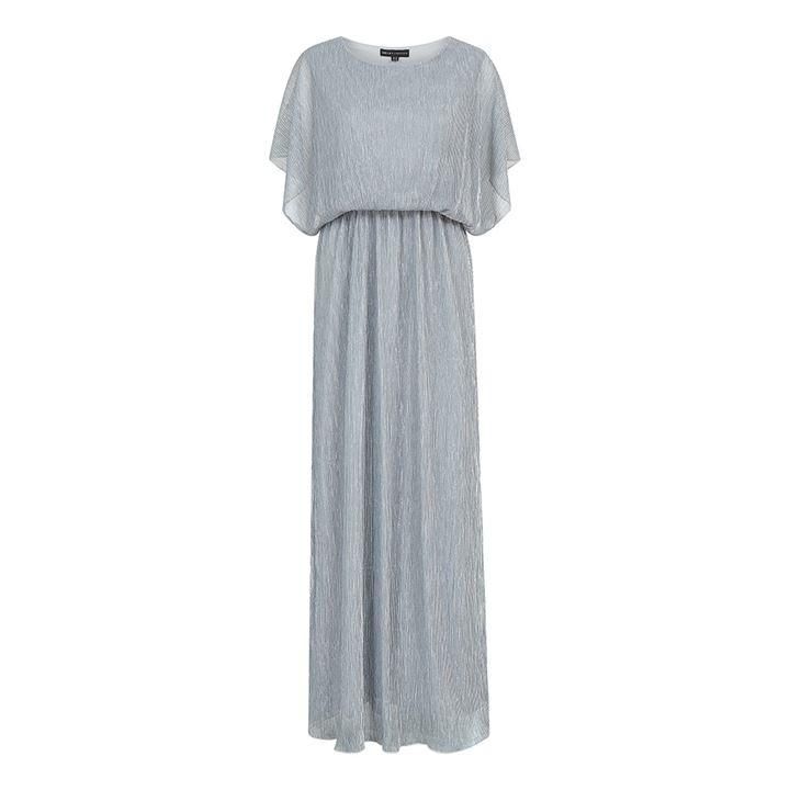 Mela London Curve Vertical Shimmer Maxi Dress - Silver
