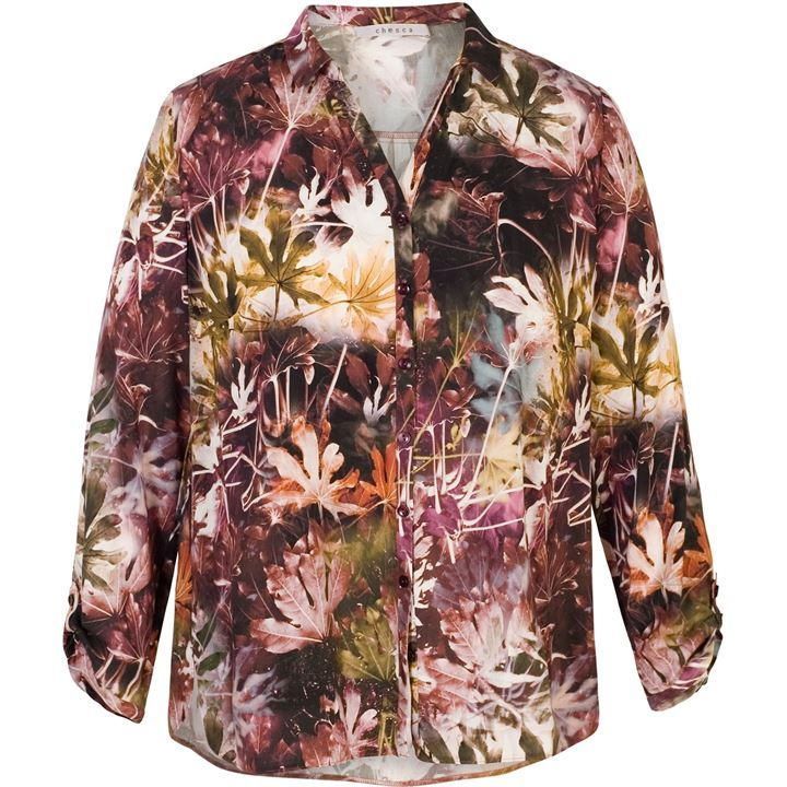 Abstract Multi Leaf Print Blouse