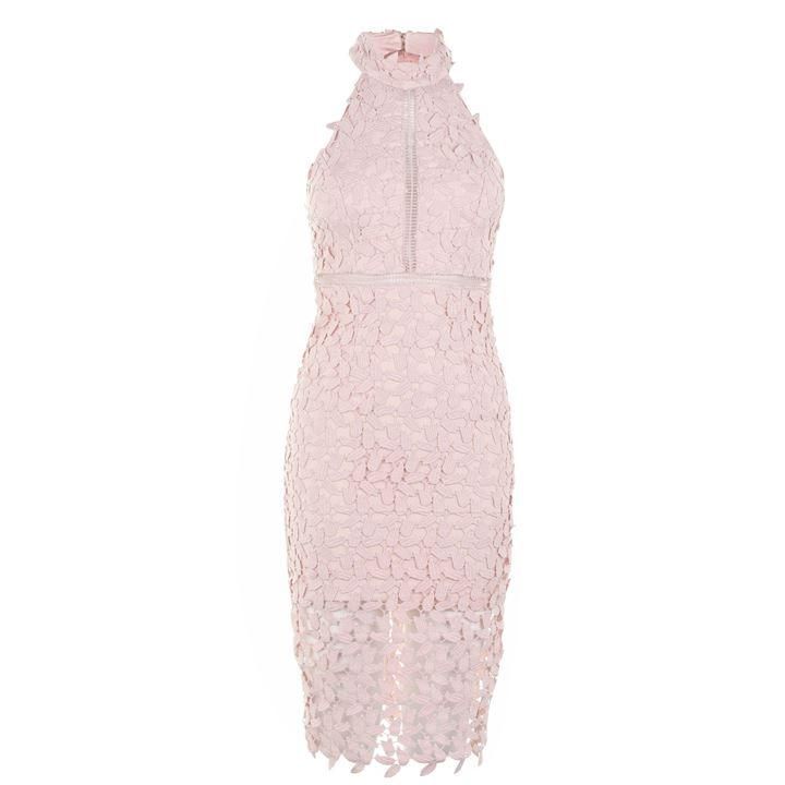 Bardot Sleeveless Halter Neck Embroidred Gemma Dress - Blush
