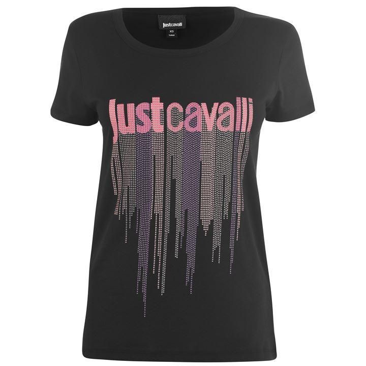 JUST CAVALLI Embellished Logo T Shirt - Black 900