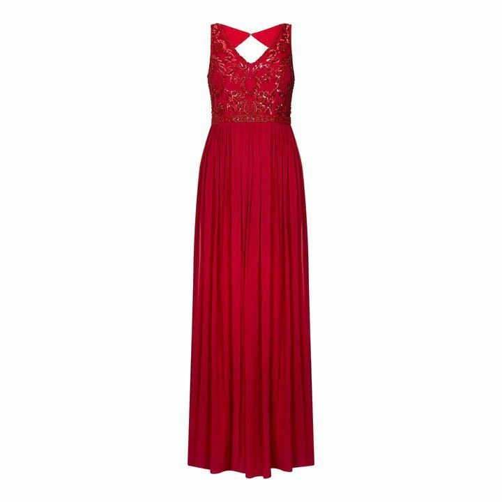 Hailey Logan Embellished V-Neck Dress - Red