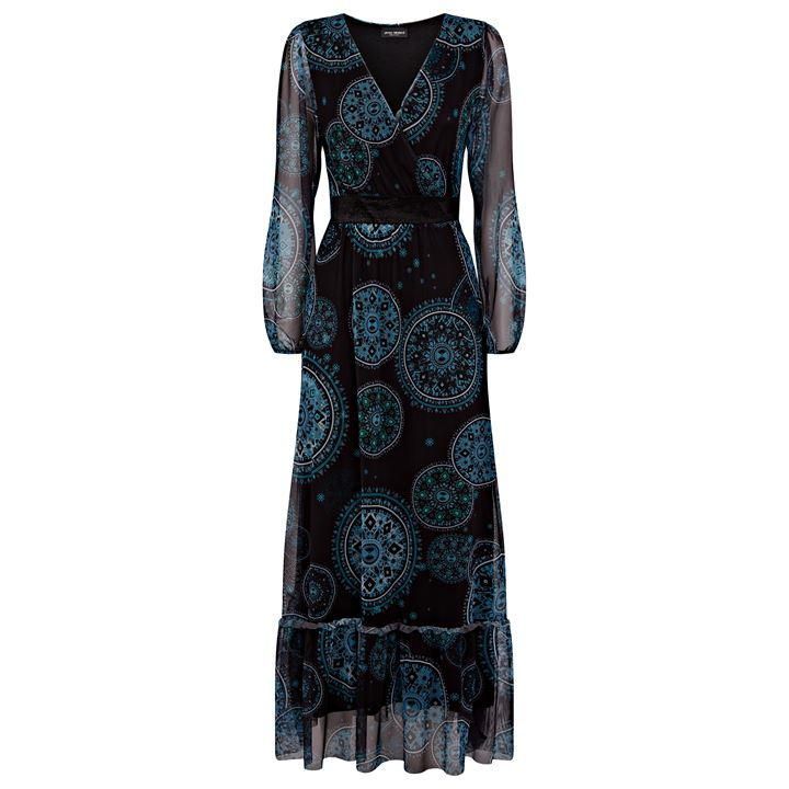 James Lakeland Sheer Sleeve Boho Dress - Black/Blue