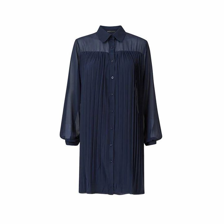 Mela London Pleated Tunic Shirt - Navy