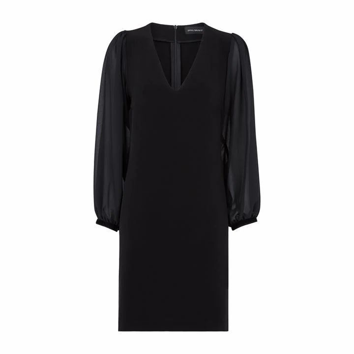 James Lakeland Puff Sleeve Dress V-Neck - Black
